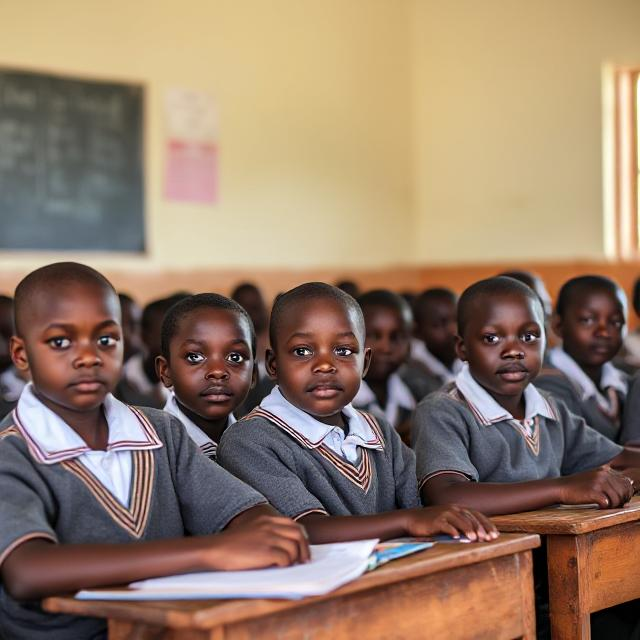 Ugandan students in a classroom